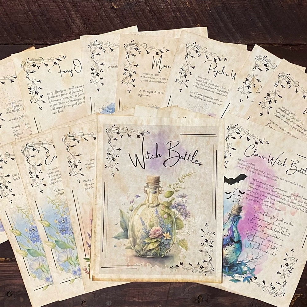 Witch Bottle Grimoire Pages